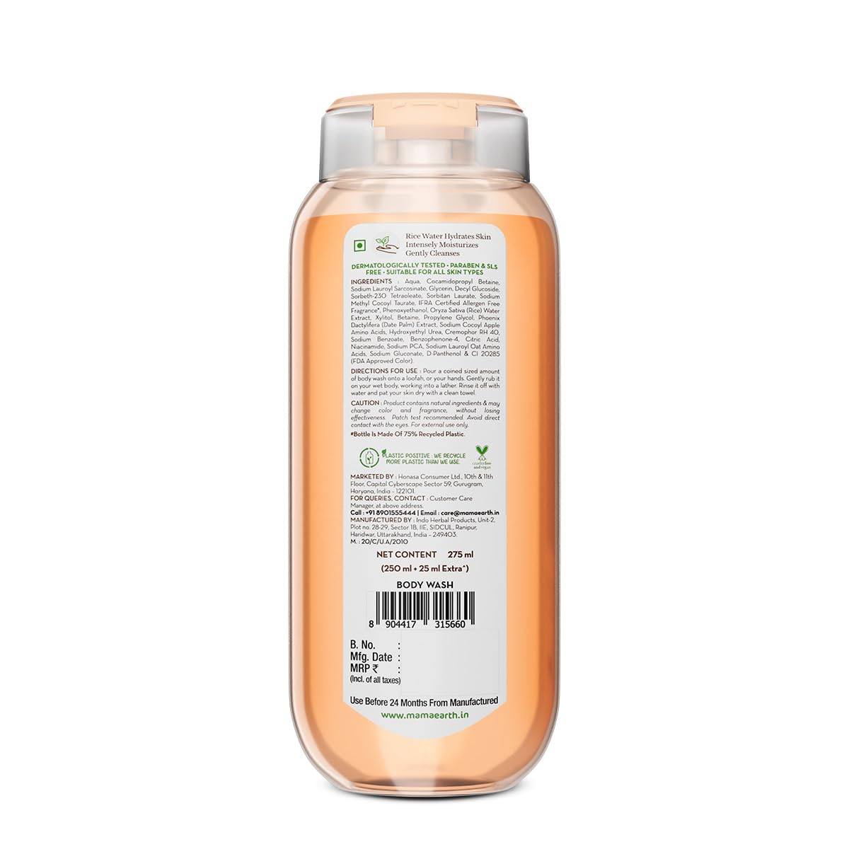 Picture of Mamaearth Rice Water Moisturizing Body Wash with Rice Water & Hydrating Lily Scent for Dewy Glass Skin - 275 ml | Intensely Moisturizes |Long Lasting Fragrance |Deeply Cleanses |Gentle |All Skin Types