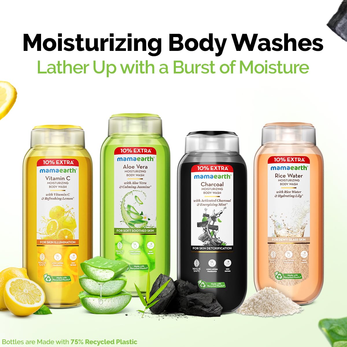 Picture of Mamaearth Charcoal Moisturizing Body Wash with Activated Charcoal & Energizing Mint Scent for Skin Detoxification-275ml | Deeply Cleanses |Intensely Moisturizes |Long-Lasting Fragrance |All Skin Types