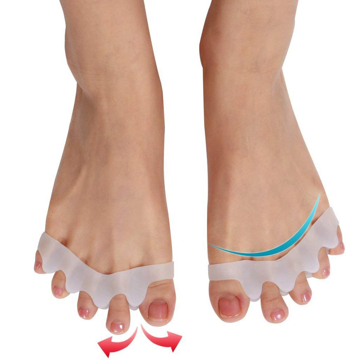 Picture of Galaxy Soft Elastic Toe Straighteners 5 Hole Silicone Gel Separators Bunion (White) - 1 Pair