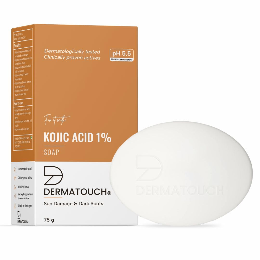 Picture of DERMATOUCH Kojic Acid 1% Soap with Glutathione | For Pigmentation & Sun damage | Soap for Men & Women | Suitable for All Skin Types | 75g