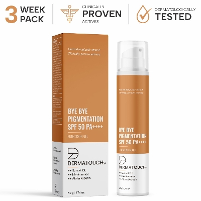 Picture of DERMATOUCH BYE BYE PIGMENTATION SUNSCREEN| SPF 50 PA++++ | FOR ALL SKIN TYPES | NO WHITE CAST | 50G