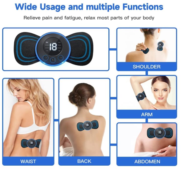 Picture of Whole Body Massager 8 Modes Portable Mini Massager Cervical Massage Soothing Pain, Body Massager Patch for Whole Body Neck Back Waist Arms Legs Aches (With Remote control)