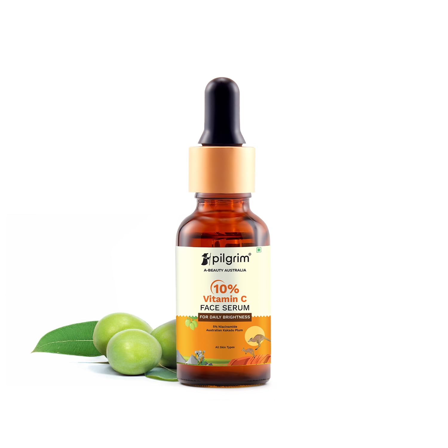 Picture of Pilgrim 10% Vitamin C Face Serum For Daily Brightness 30 ml | Face serum for glowing skin | Reduces Dark Spots & Evens Skin Tone | Fragrance Free | For Men and Women | All Skin Types | Visit the Pilgrim Store
