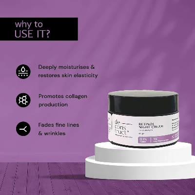 Picture of Deconstruct 0.1% Retinol Night Cream with 1% Beta-Glucan Complex | Beginner Friendly | Anti-Aging Night Cream for Fine Lines and Wrinkles | For Women & Men | 50 gm Visit the Deconstruct Store