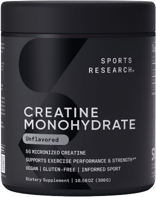 Picture of Sports Research Creatine Monohydrate - Gain Lean Muscle, Improve Performance and Strength and Support Workout Recovery - 5 g Micronized Creatine - 10.58 oz