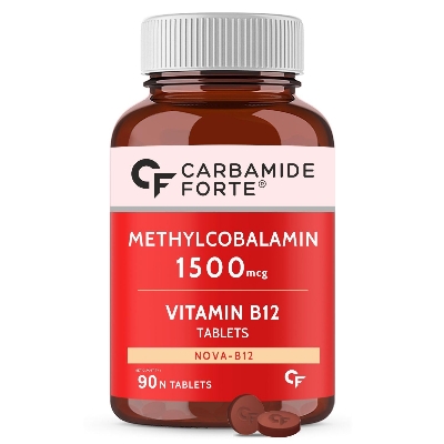 Picture of Carbamide Forte Vitamin B12 Tablets 1500 mcg -Active form of Methylcobalamin Vitamin B12 Supplements for Men & Women- 90 Veg Tablets