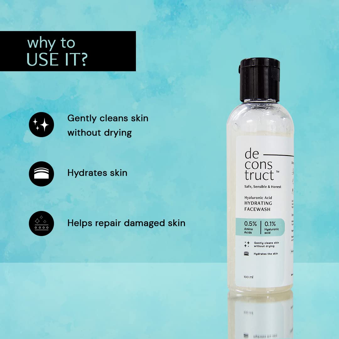 Picture of Deconstruct Hyaluronic Acid Hydrating Facewash- 0.5% Amino Acids + 0.1% Hyaluronic Acid | Gentle Cleanser -100ml