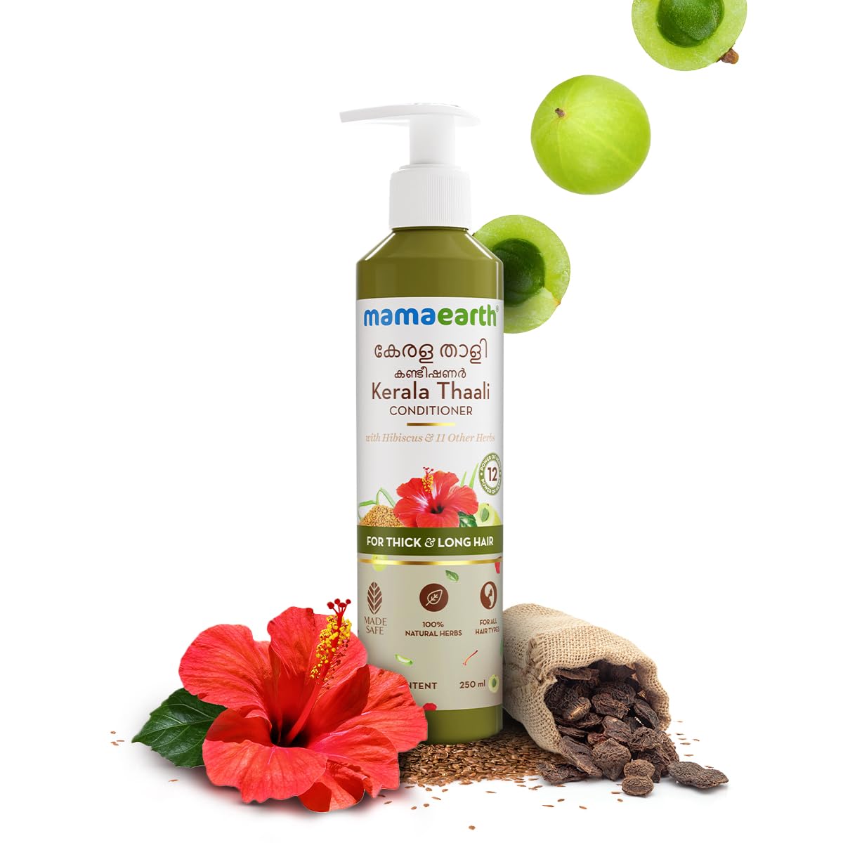 Picture of Mamaearth Kerala Thaali Conditioner 250 millilitre with Hibiscus, Amla, Reetha & Methi Dana for Smooth, Thick & Long Hair|Soft & Shiny Hair |12 Potent 100% Natural Herbs |Kerala Expertise