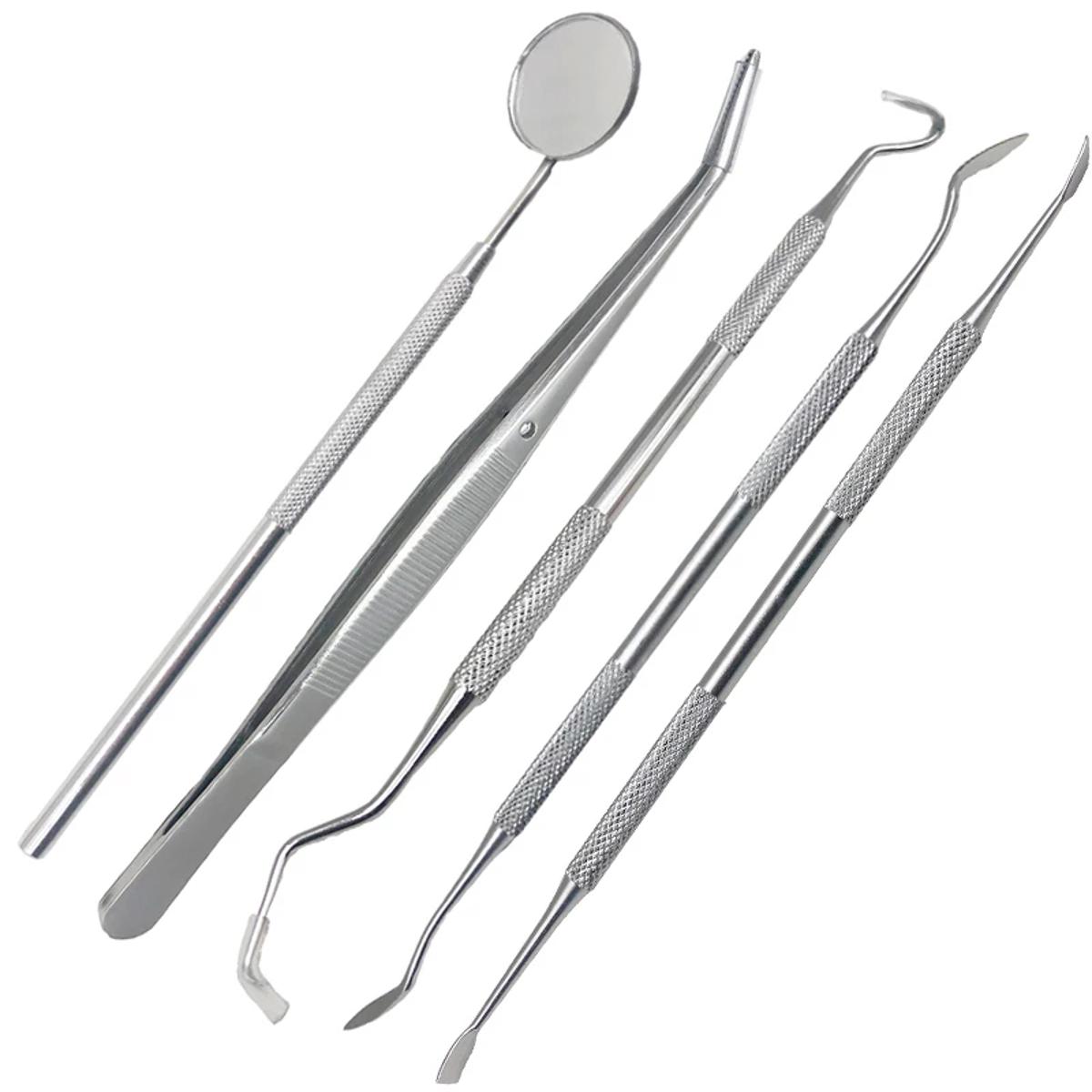 Picture of 5 pcs Dental Mirror Stainless Steel Dental Dentist Prepared Tool Set Tooth Care Kit