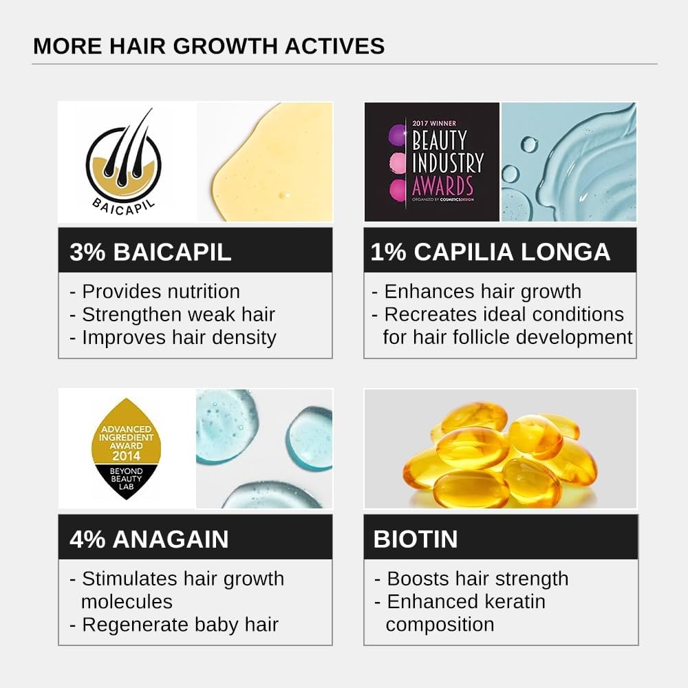Picture of Bare Anatomy Advanced Hair Growth Serum | 3% Redensyl + 4% Anagain + 3% Baicapil + 1% Capilia Longa, Rosemary, Biotin & Rice Extract | Hair growth & Hair fall control serum for Women & Men | 30mL