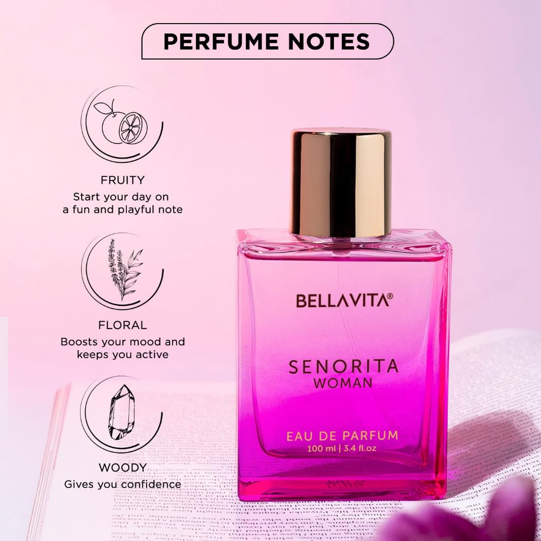 Picture of Bella Vita Luxury Senorita Woman Eau De Parfum Perfume with Yuzu, Lotus, Magnolia, Musk|Premium, Long Lasting Floral, Fruity Fragrance for Women 100ML