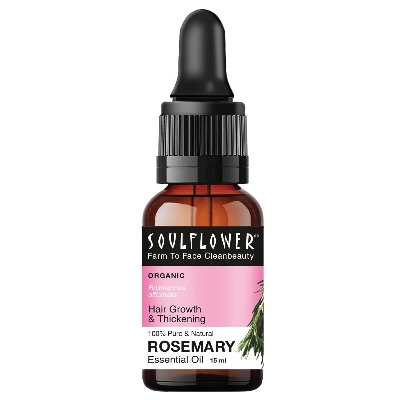 Picture of Soulflower Rosemary Essential Oil for Hair Growth, Hair Fall Control and Nourishment, Skin Care | Clinically Tested & Ecocert Certified Organic 100% Pure, Natural, Undiluted | 15ml