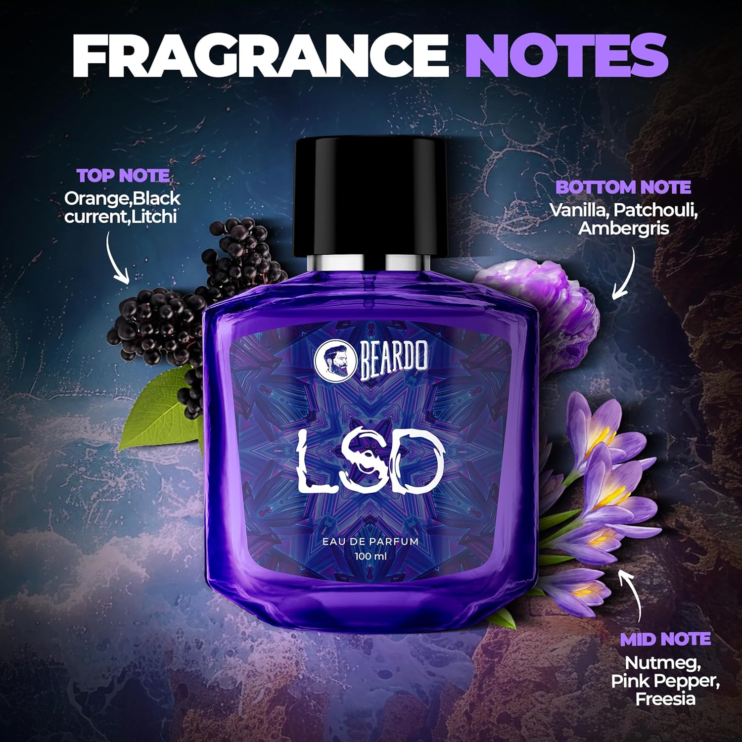 Picture of Beardo Perfume for men - LSD, 100ml | Amber Spicy scent | Concentrated Sprays - Long lasting fragrance | Eau De Parfum Gift for men | Strong EDP for men