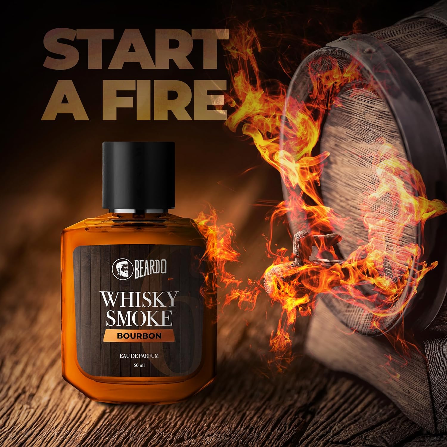 Picture of Beardo BOURBON Whisky Smoke Perfume for men, 50ml | Oriental, Woody, Leathery | Long Lasting Mens Perfume | Best Date Night Fragrance Body Spray for Men | Christmas gift for men | Gift For Friends | Gift for Men