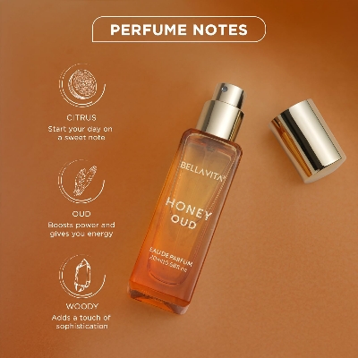 Picture of Bella Vita Luxury Honey Oud Unisex Liquid Eau De Parfum With Bergamot, Patchouli, Vanilla Premium, Long Lasting Sweet & Spicy Fragrance, 20ml