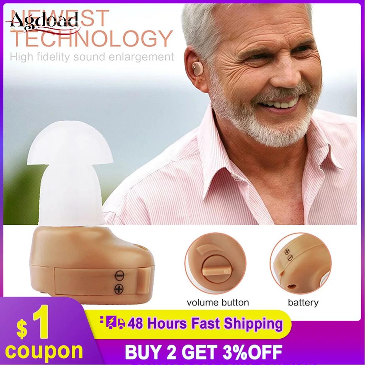 Picture of Portable Mini Hearing Aid Sound Amplifier For Deaf Elderly Battery Invisible Small Ear Hearing Aids Ear Care Tool
