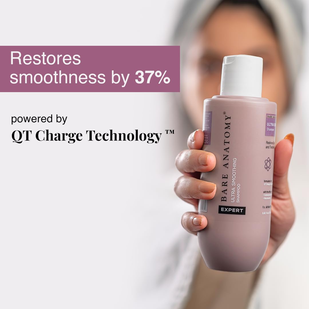 Picture of Bare Anatomy Ultra Smoothing Shampoo for Dry and Frizzy Hair | Restores Smoothing & Texture by 37% | Powered By Carbohydrate Complex & Niacinamide | SLS & Paraben Free | Vegan | For Men & Women -250ml