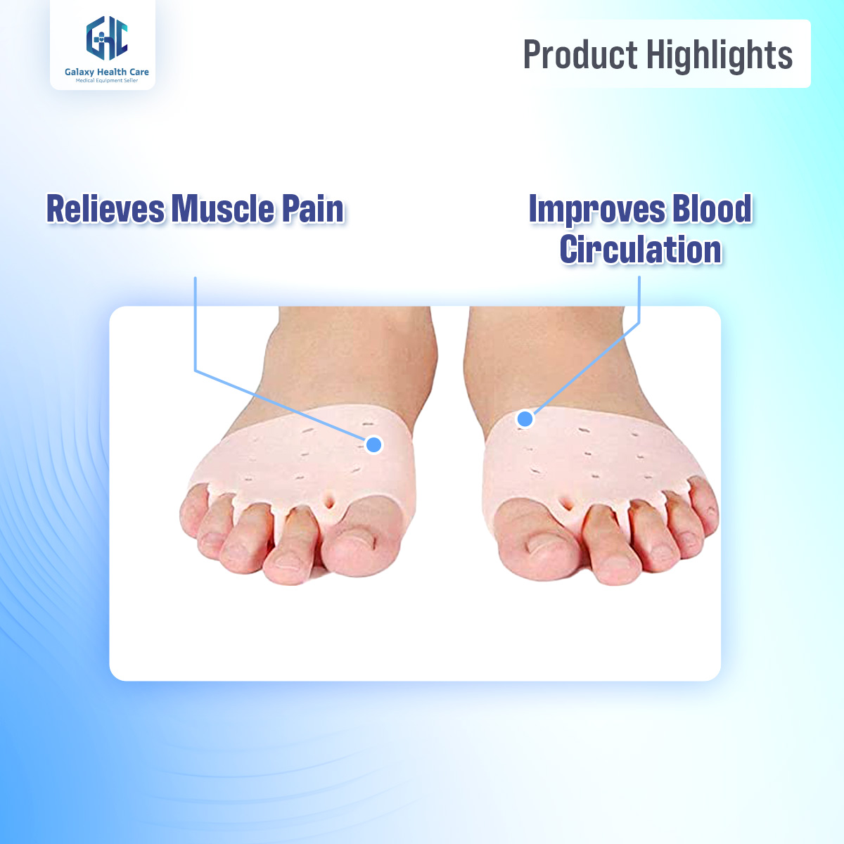 Picture of Galaxy Bunion Pads & Toe Orthotics Thumb Big Bone Orthotics 2 Pieces Toe Separators Bunion Corrector for Straightener of Hallux Valgus and Pain reliever (1 Pair)