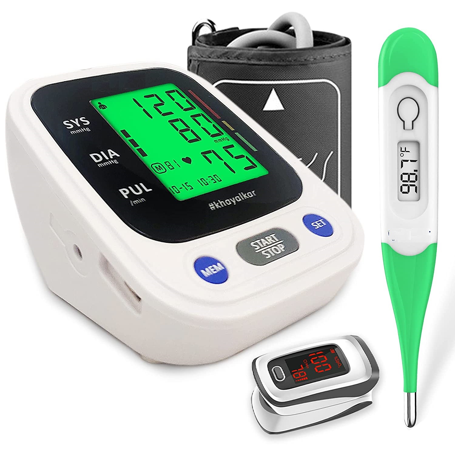 Picture of GALAXY Essential Health-check Kit | Digital BP Checking Machine, Digital Thermometer & Digital Pulse Oxmeter, Combo of 3