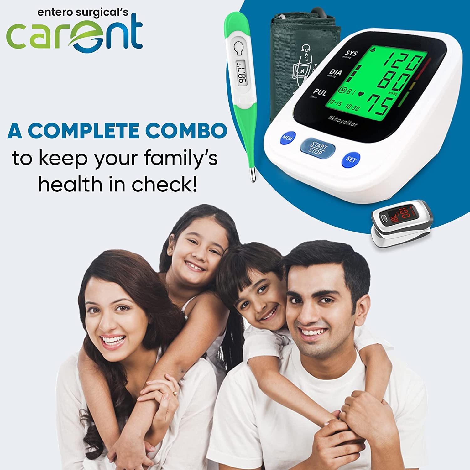 Picture of GALAXY Essential Health-check Kit | Digital BP Checking Machine, Digital Thermometer & Digital Pulse Oxmeter, Combo of 3