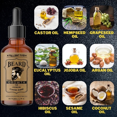 Picture of Fulllight Tech Beard Oil for Men Fast Growth and Soft Beard with Natural Beard Growth Oil for Men Nourishes and Strengthens Uneven Patchy Beard Fix-30 ml