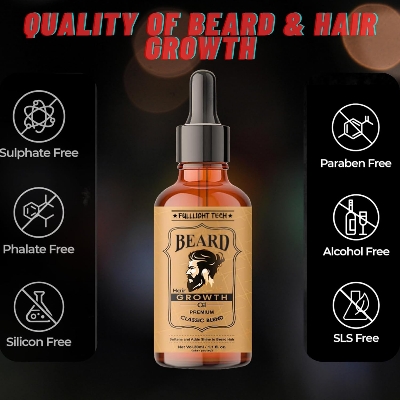 Picture of Fulllight Tech Beard Oil for Men Fast Growth and Soft Beard with Natural Beard Growth Oil for Men Nourishes and Strengthens Uneven Patchy Beard Fix-30 ml