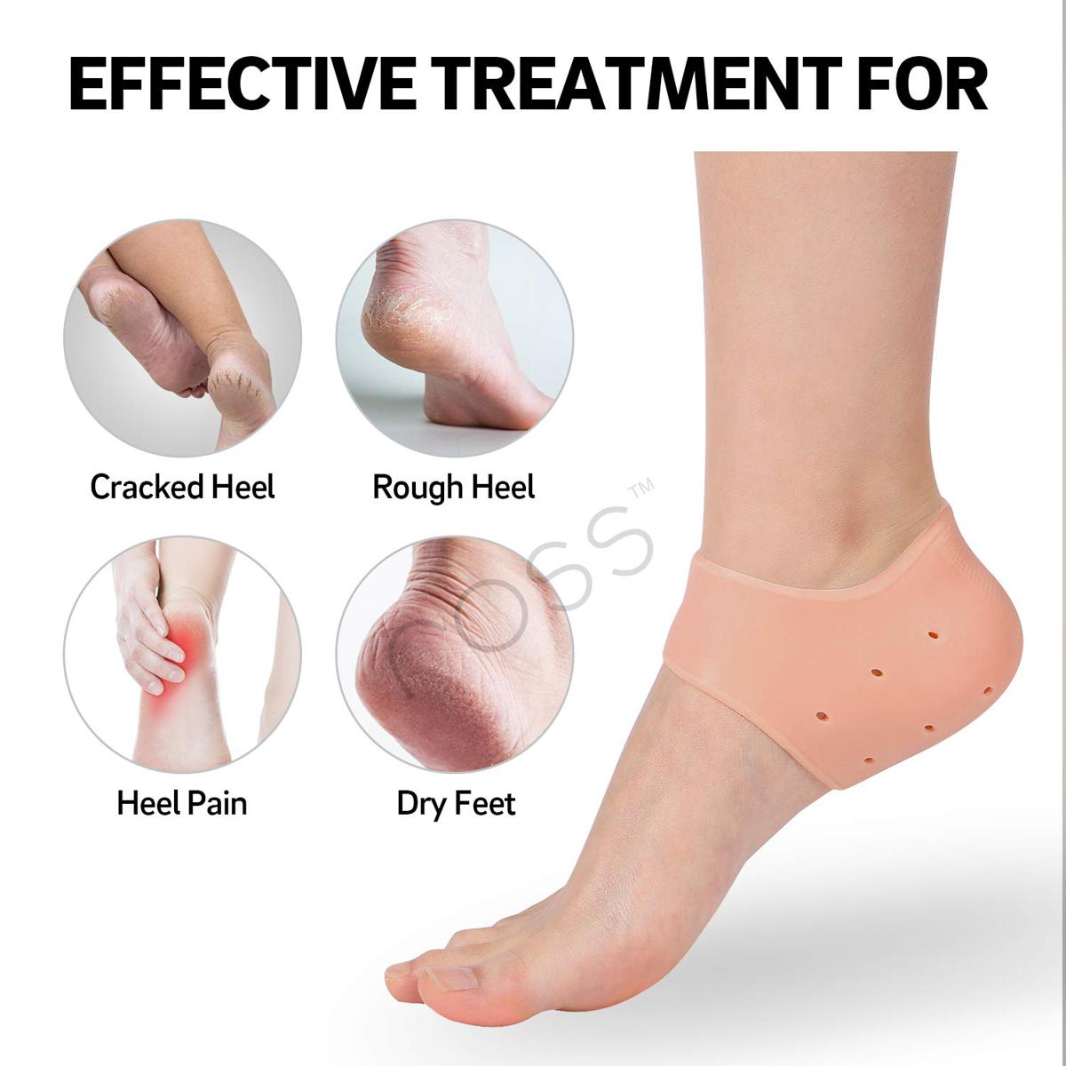 Picture of Silicone Gel Heel Pad Socks for Pain Relief - 1 Pair (Beige, Free Size)