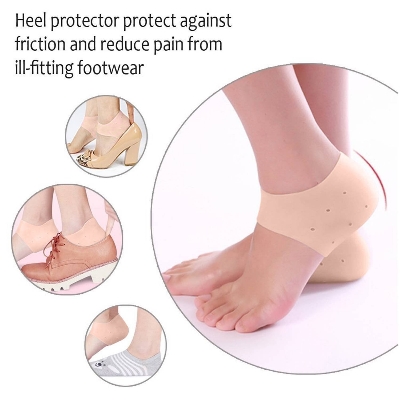 Picture of Silicone Gel Heel Pad Socks for Pain Relief - 1 Pair (Beige, Free Size)
