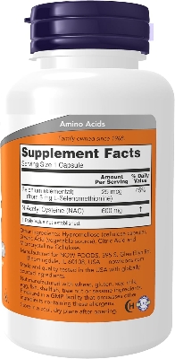 Picture of NOW Supplements, NAC (N-Acetyl Cysteine) 600 mg with Selenium & Molybdenum, 100 Veg Capsules