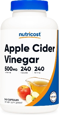 Picture of Nutricost Apple Cider Vinegar Capsules 500mg, 240 Vegetarian Capsules - Natural, Vegetarian, GMP, Non-GMO and Gluten Free