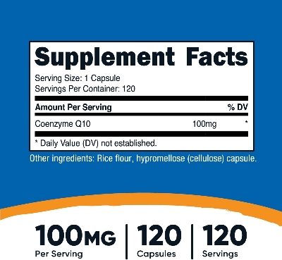 Picture of Nutricost CoQ10 100mg, 120 Vegetarian Capsules, 120 Servings - High Absorption, Vegetarian, Non-GMO, Coenzyme Q10