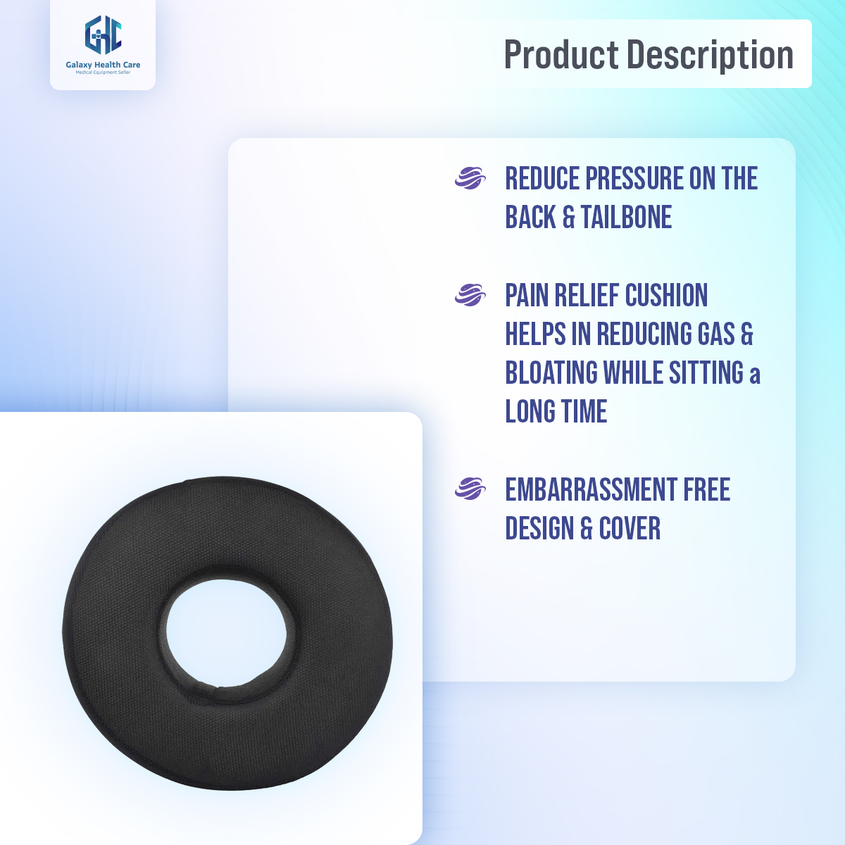 Picture of Cushion Pillow Nerve Tail bone Back Pain Natal Pain Relief Post Surgery Relief Chair & Car Seat Cushion Comfort
