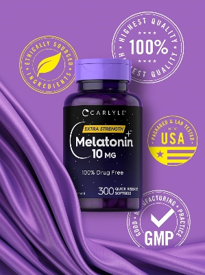 Picture of Carlyle Melatonin 10mg | 300 Softgels | Extra Strength Support for Adults | Non-GMO, Gluten Free Supplement
