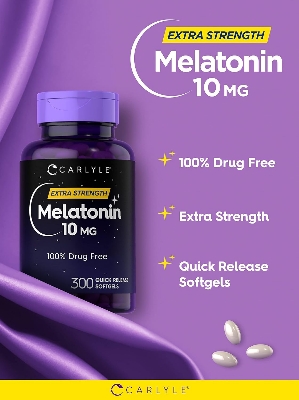 Picture of Carlyle Melatonin 10mg | 300 Softgels | Extra Strength Support for Adults | Non-GMO, Gluten Free Supplement