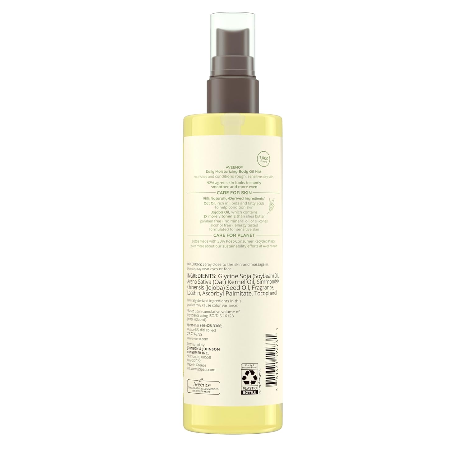 Picture of Aveeno Daily Moisturizing Body Oil, Body Mist for Dry Skin with Oat Oil and Jojoba Oil, Nourishing Body Spray with a Hypoallergenic Formula, 6.7 FL OZ