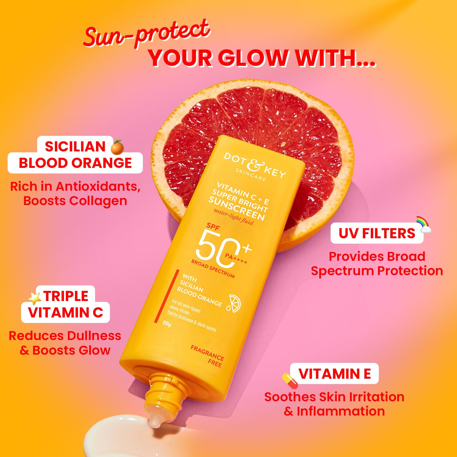 Picture of DOT & KEY Vitamin C + E Super Bright Sunscreen Spf 50-50 gram ( without box)