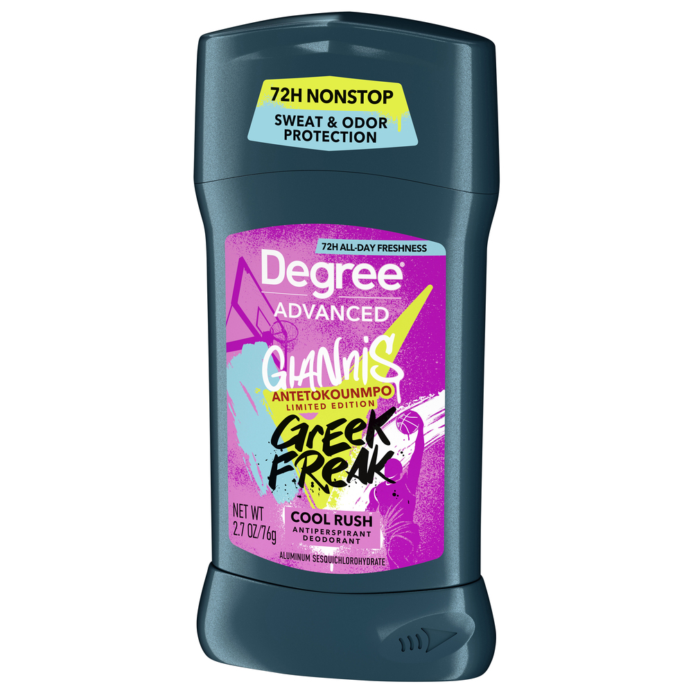 Picture of Degree Men’s Antiperspirant Deodorant,Degree Men’s Antiperspirant Deodorant, Cool Rush, Giannis Antetokounmpo “Greek Freak” Limited Edition, 72H Sweat & Odor Protection, 2.7 Oz Ea