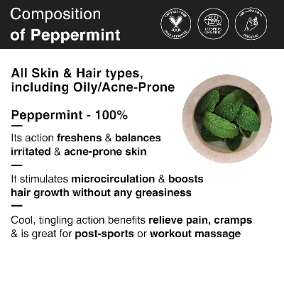 Picture of Soulflower Peppermint Essential Oil for Skin & Hair Growth, Hair Fall Control, Scalp |100% Pure & Natural Therapeutic Grade, Undiluted, Ecocert Cosmos Organic Certified, Mentha Piperita |10ml