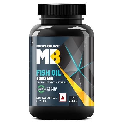 Picture of MuscleBlaze Omega 3 Fish Oil (30 Capsules) | Trustified Certified for Accuracy & Purity | 1000mg Omega 3 with 180mg EPA & 120mg DHA