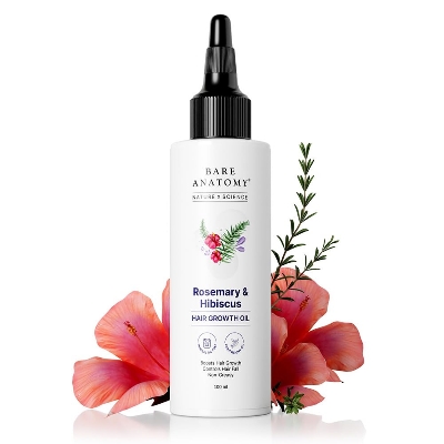 Picture of Bare Anatomy Nature x Science Rosemary Hibiscus Hair Growth Oil for Women & Men | Promotes New Hair Growth & Strengthens Hair | Nourishes Scalp & Controls Hair Fall | Suitable for All Hair Types-100ml