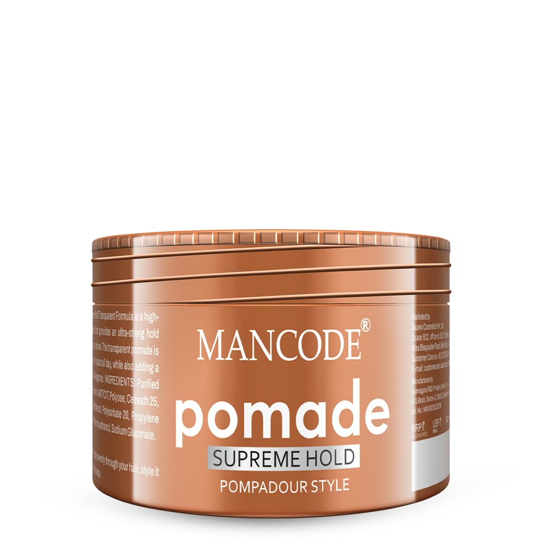 Picture of Mancode Hair Styling Pomade Wax for Men- 100ml | Supreme Hold, Glossy Finish, Non-Greasy, Water-Based Formula | 24-Hour Flexible Hold | Strong & Long-Lasting | All Hair Types