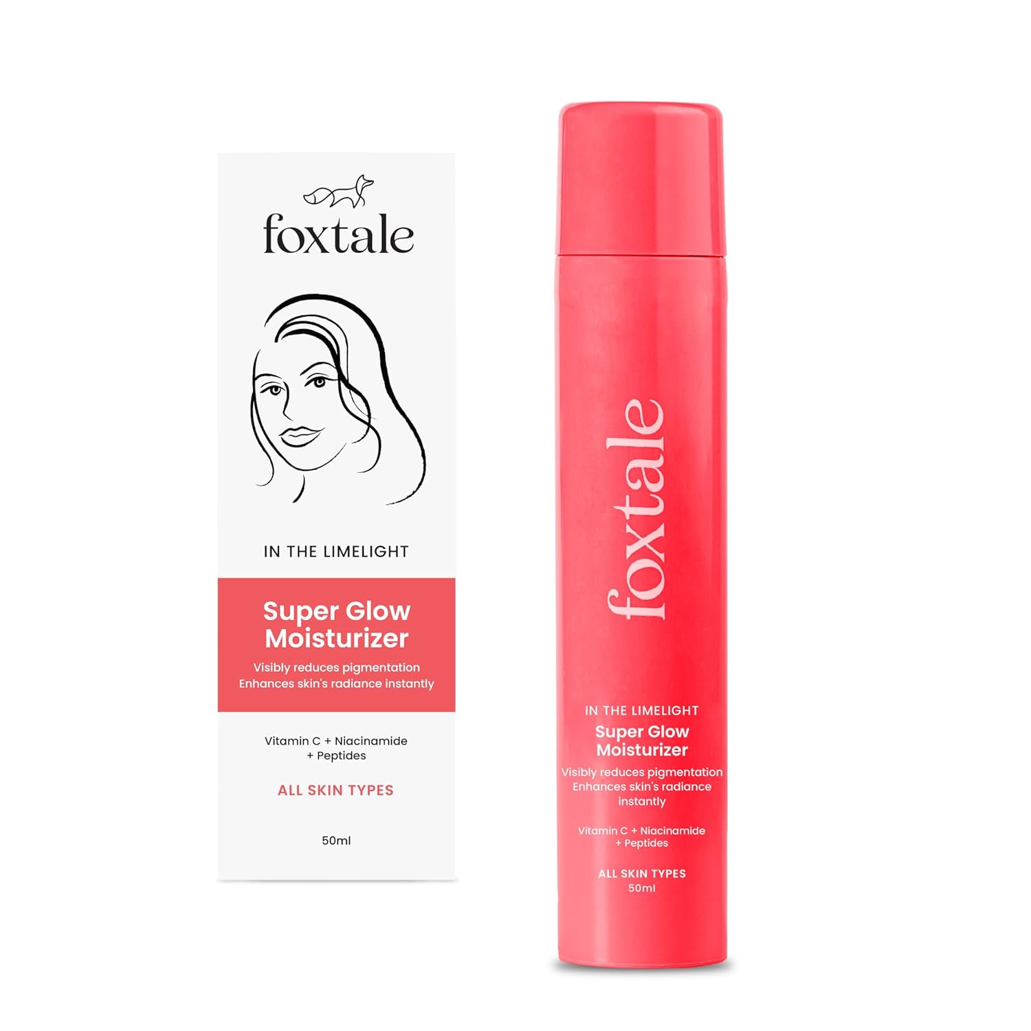 Picture of Foxtale Vitamin C Super Glow Moisturizer with Niacinamide & Peptides, Visibly Reduces Pigmentation, Enhances Skins Radiance Instantly, For All Skin Types, Women & Men - 50ml, Cream