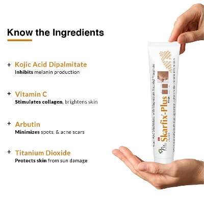 Picture of Fixderma 2% Kojic Acid + 1% Arbutin Skarfix-Plus Scar Removal Cream | Hyperpigmentation Removal Cream and Acne Scars Removal Cream | Helps to Reduce Melasma- 15 g