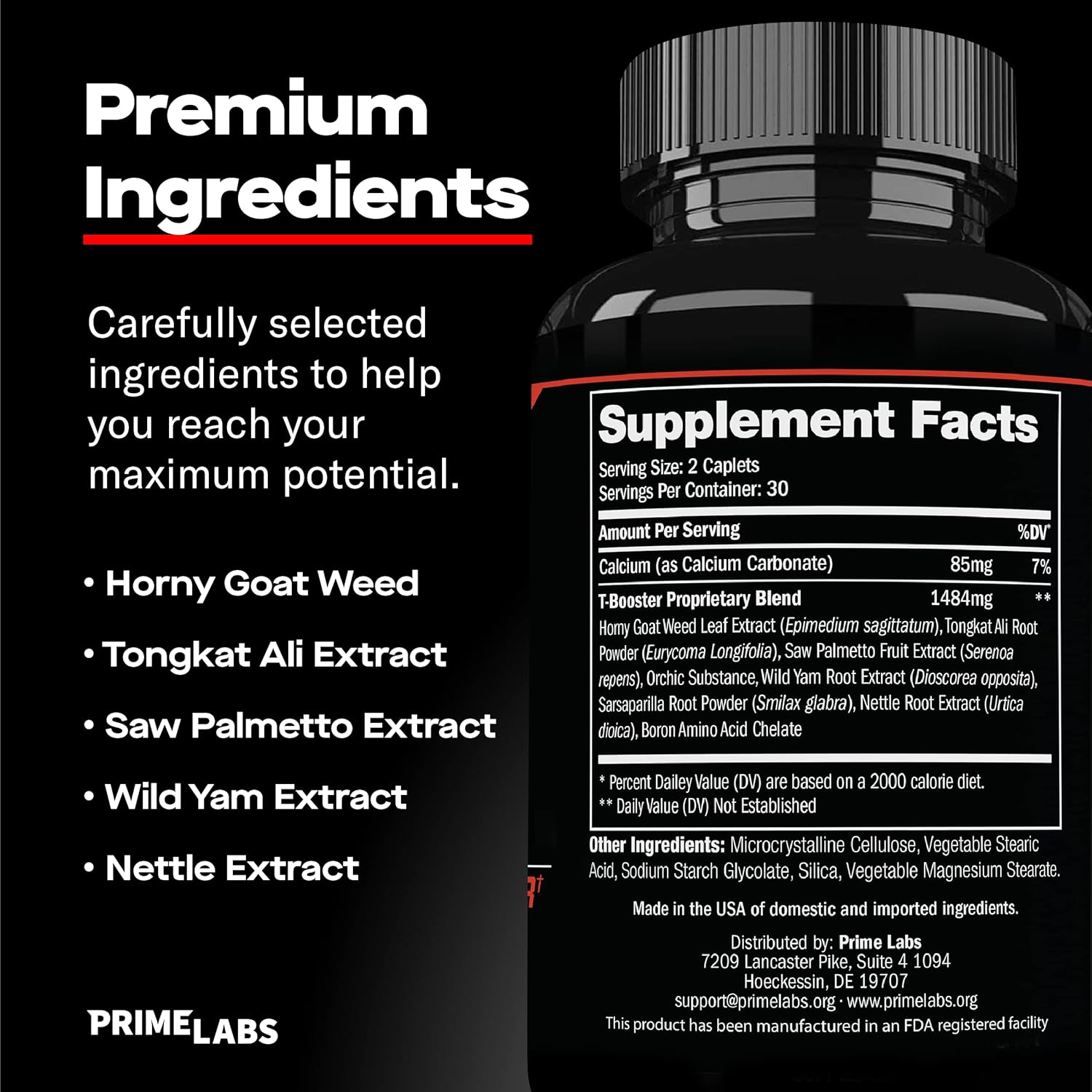 Picture of Prime Labs - Men's Testosterone Booster - Stamina, Endurance, & Strength Booster - 60 Caplets