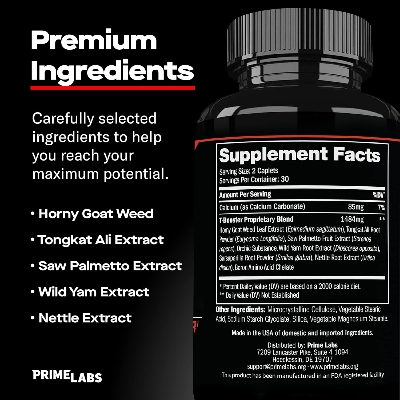Picture of Prime Labs - Men's Testosterone Booster - Stamina, Endurance, & Strength Booster - 60 Caplets