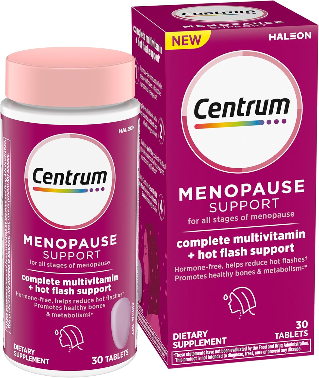 Picture of Centrum Complete Multivitamin Supplement + Hot Flash Support Menopause Support Tablets, with Clinically Studied geniVida, 30 Count