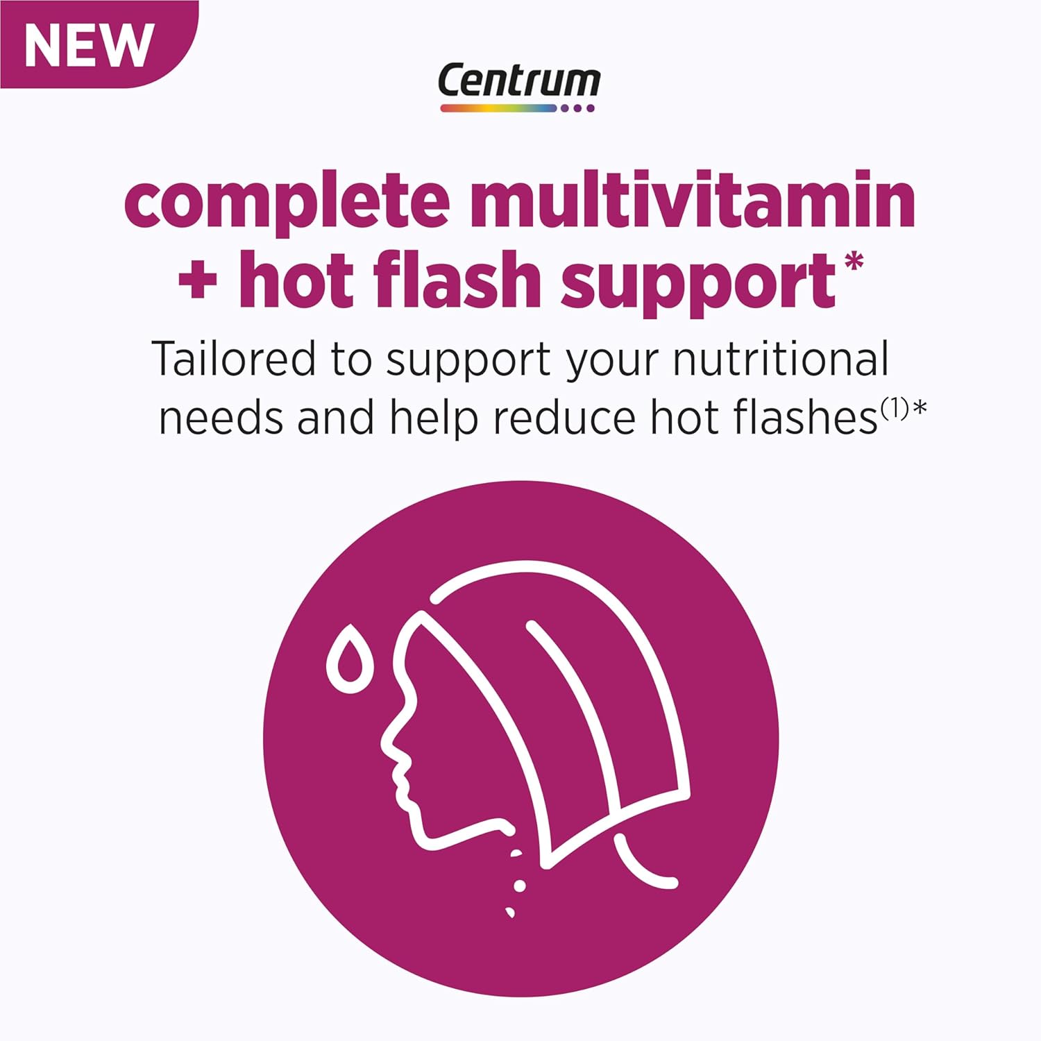 Picture of Centrum Complete Multivitamin Supplement + Hot Flash Support Menopause Support Tablets, with Clinically Studied geniVida, 30 Count