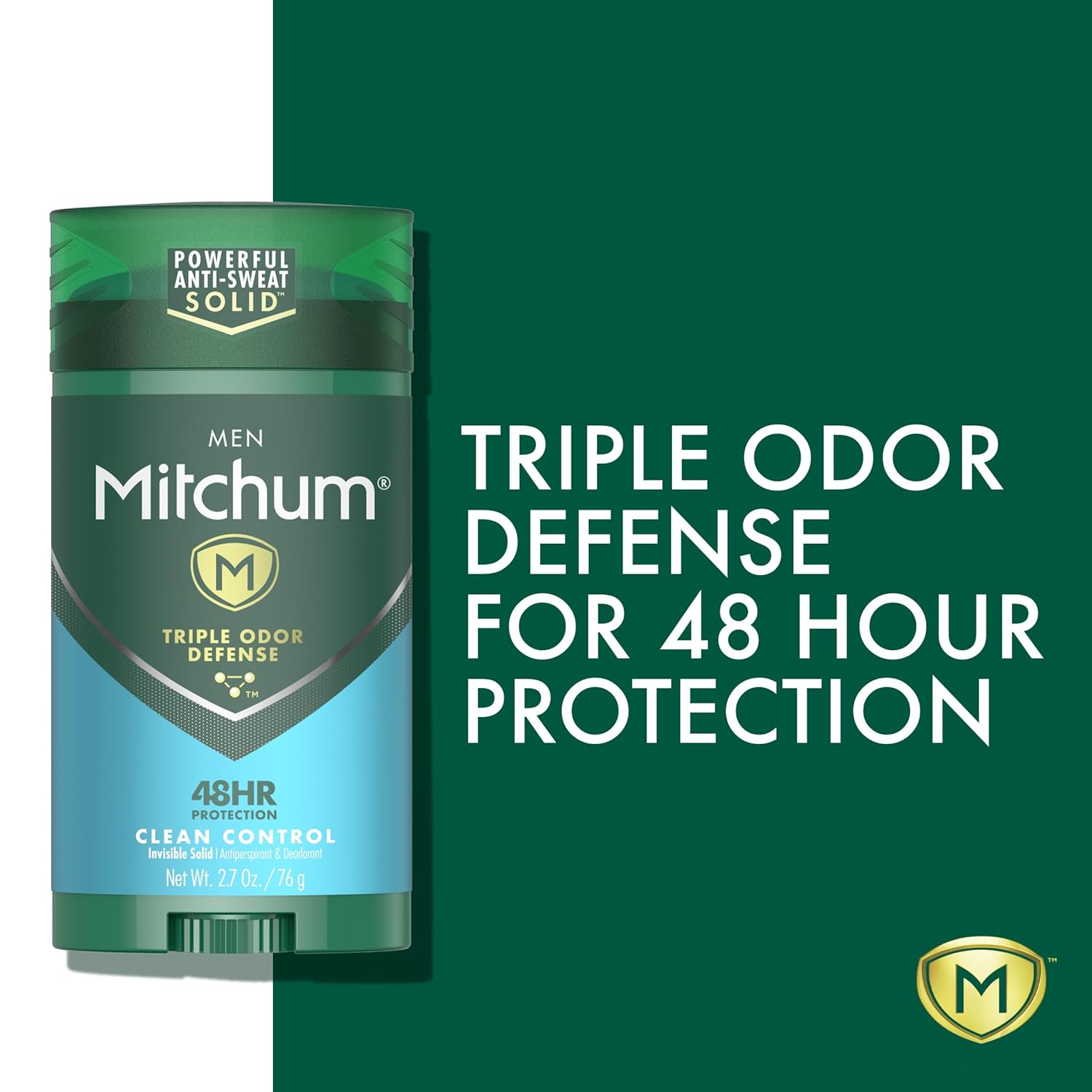 Picture of Mitchum Men's Deodorant, Antiperspirant Stick, Triple Odor Defense Invisible Solid, 48 Hr Protection, Dermatologist Tested, Clean Control, 2.7 Oz
