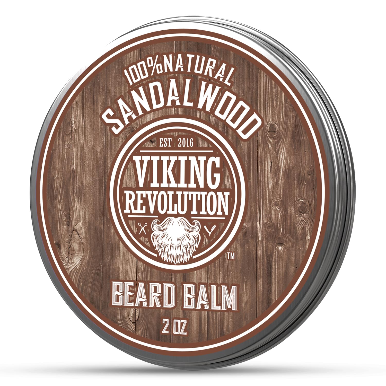 Picture of Viking Revolution Sandalwood Beard Balm - Beard Butter with Argan Oil, Beard Softener for Men with Jojoba Oil - Beard Moisturizer for Men with Beeswax - Beard Wax for Men