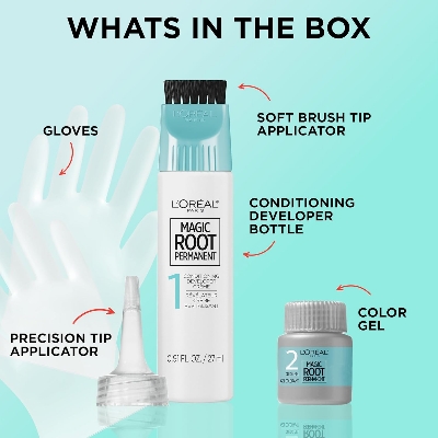 Picture of L'Oreal Paris Magic Root Rescue 10 Minute Root Hair Coloring Kit, Permanent Color with Quick Precision Applicator, 100 percent Gray Coverage, 4 Dark Brown, 1 kit (Packaging May Vary)